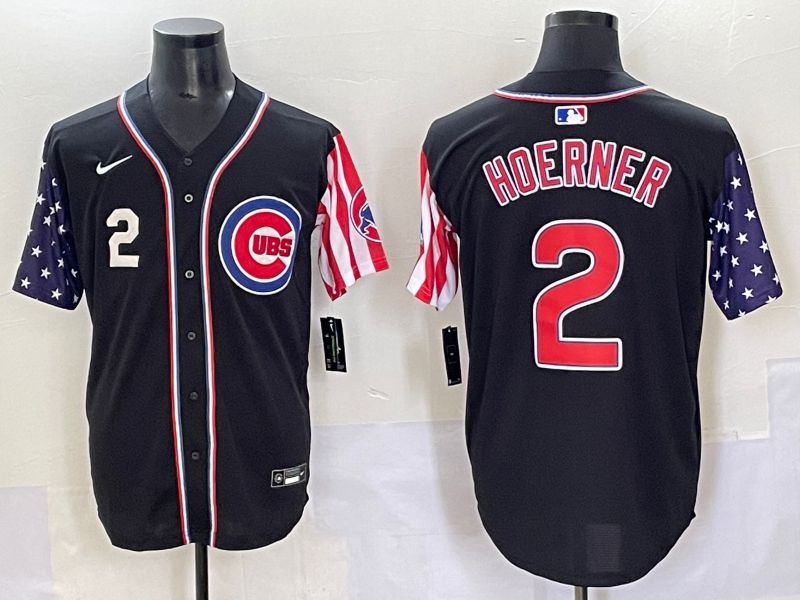 Men 2025 Chicago Cubs #2 Hoerner Black a generation of national flags Joint Name Nike MLB Jersey style 4->chicago cubs->MLB Jersey